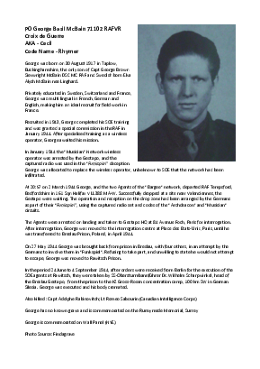 A preview of a PDF biography for McBain, George Basil